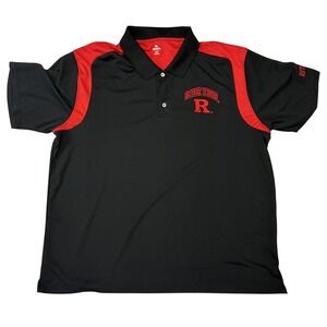 Rutgers Scarlet Knights Apparel Polo Shirt Mens 2XL Black Red Embroidered